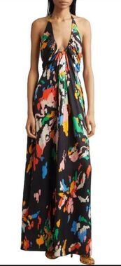 ALC Al Print Halter Gown in Black Multi NWT Size 00